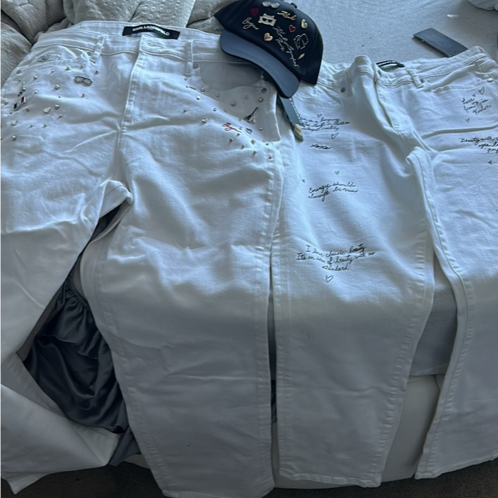 Karl Lagerfeld White Straight Leg Jeans
